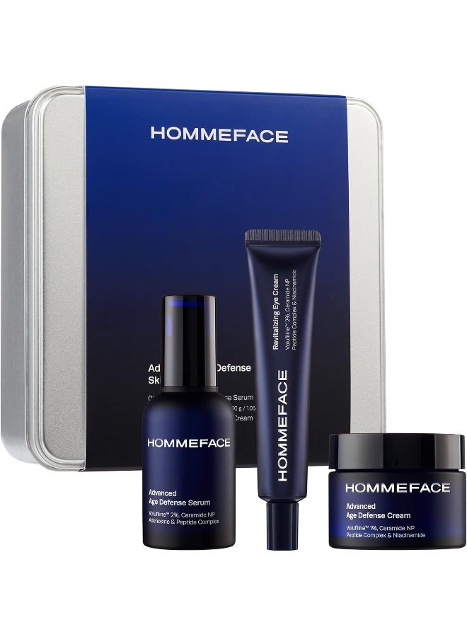 HOMMEFACE Advanced Age Defense 3-Step Anti-Aging Skincare Set For Men - Facial Serum, Eye Cream & Face Cream - Image 2
